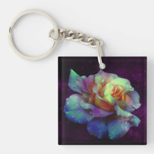 Llavero Keychain rosa azul turquesa, violeta y amarilla