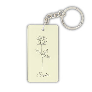 Llavero Keychain Rosa de flores de natalidad personalizada