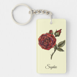 Llavero Keychain Rosa de flores de natalidad personalizada