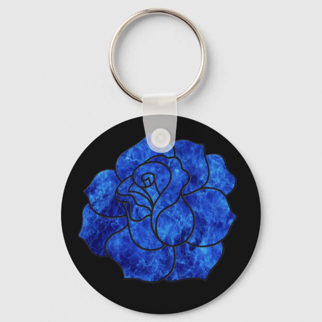Llavero Keychain Rosa de fuego azul (Anverso)