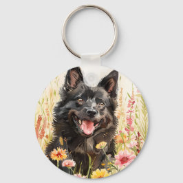 Llavero Keychain – Schipperke Watercolor Dog Charm