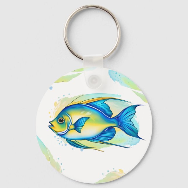 Llavero Keychain - Serie acuarela: Angelfish (Anverso)