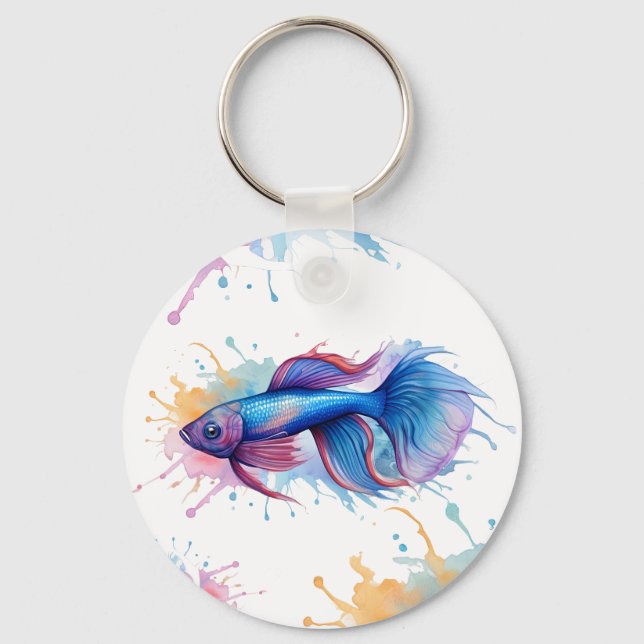 Llavero Keychain - Serie acuarela: Betta Fish (Anverso)
