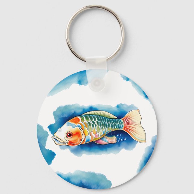 Llavero Keychain - Serie acuarela: Koi Fish (Anverso)