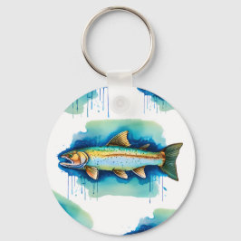 Llavero Keychain - Serie acuarela: trucha/salmón