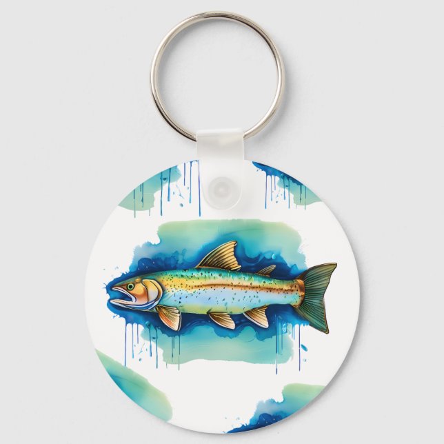 Llavero Keychain - Serie acuarela: trucha/salmón (Anverso)