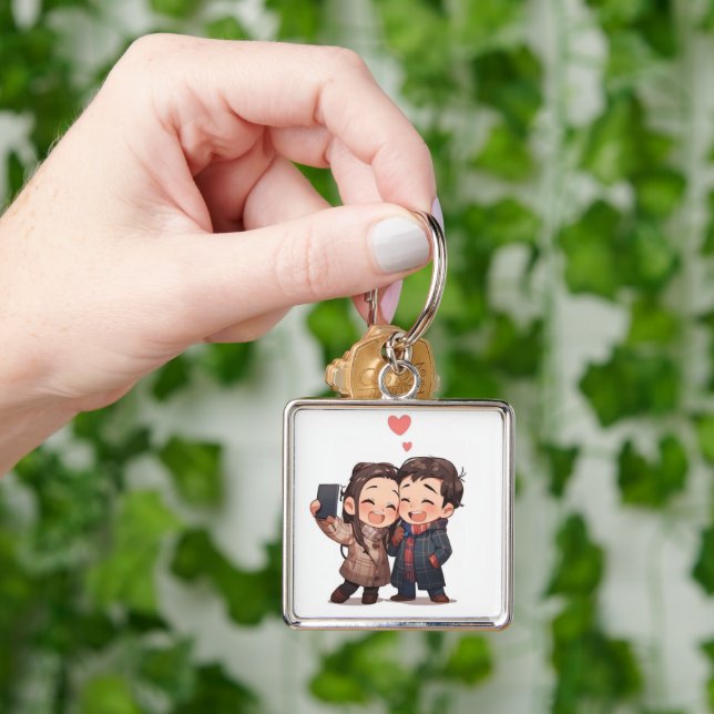 Llavero Keychain simple de la pareja de amor - Regalo romá (Mano)