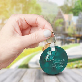 Llavero Keychain turquesa y de mariposa negra