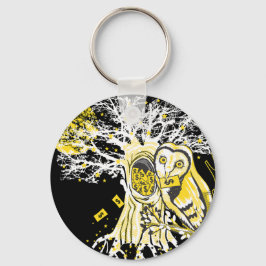Llavero Keychain – Urban Tree Owl & Wealth Surreal Pop-Art