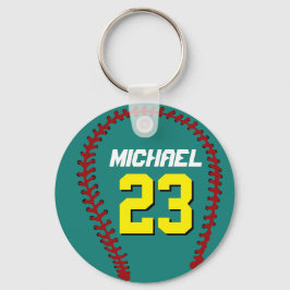 Llavero Keychain verde azulada de Béisbol para fanáticos o