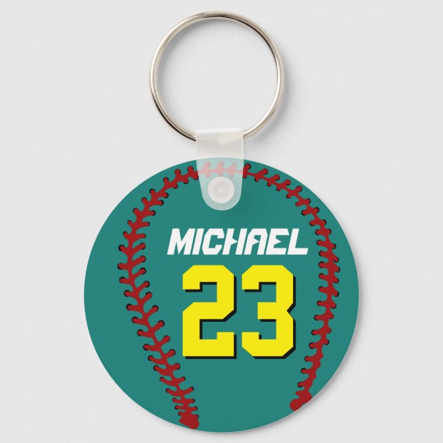 Llavero Keychain verde azulada de Béisbol para fanáticos o (Anverso)