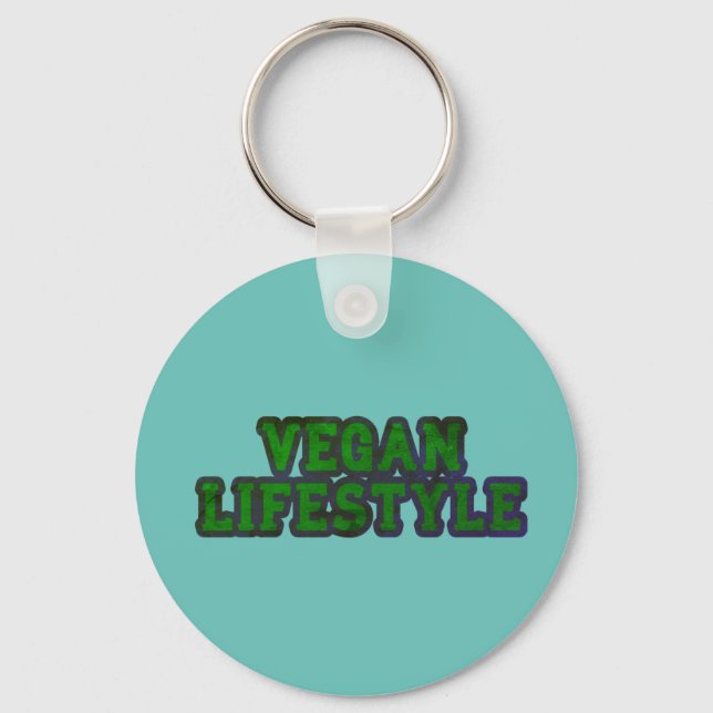 Llavero Keychain verde azulada de estilo de vida vegan (Anverso)