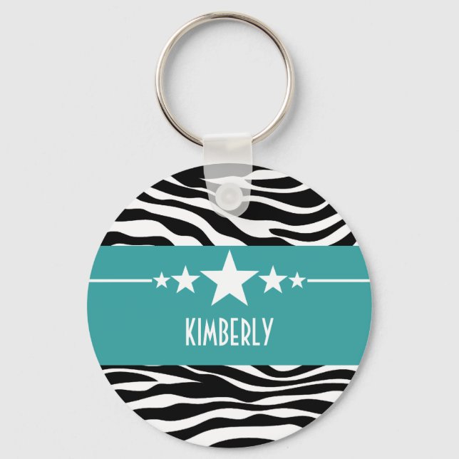 Llavero Keychain verde azulado de Star Zebra (Anverso)
