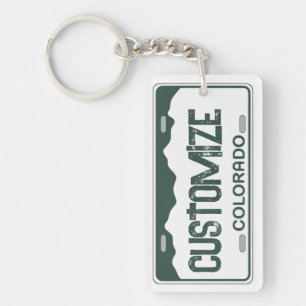 Llavero Keychain verde de placa de matrícula de personaliz