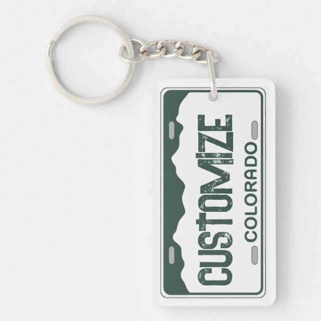 Llavero Keychain verde de placa de matrícula de personaliz (Frente)