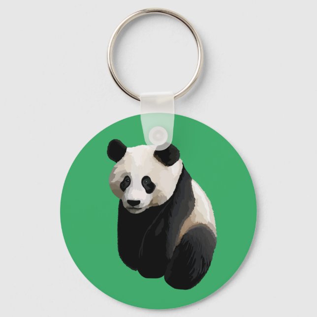 Llavero Keychain verde panda realista (Anverso)