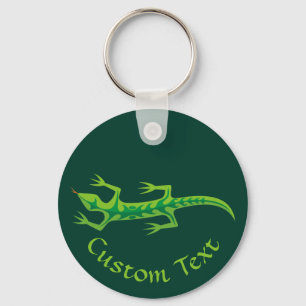 Llavero Keychain verde tribal Lizard