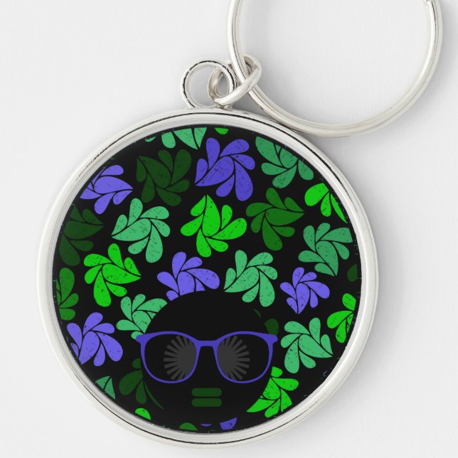 Llavero Keychain verde y azul de la diva africana (Frente)