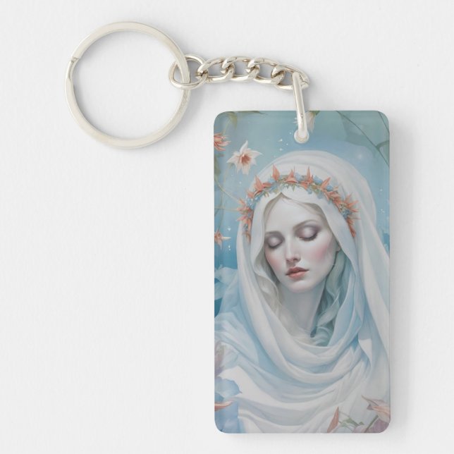 Llavero Keychain, Virgen Floral María (Frente)
