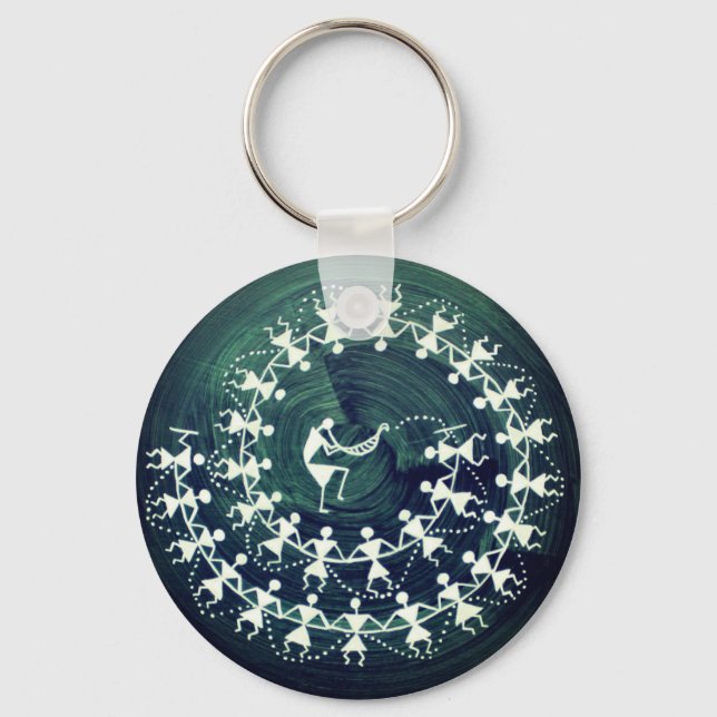 Llavero Keychain Warli art Medha Karandikar (Anverso)