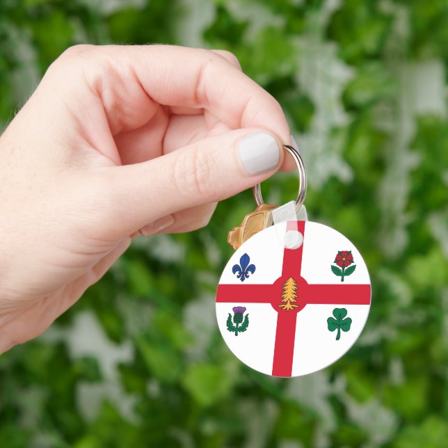 Llavero Keychain with Flag of Montreal, Canada (Mano)