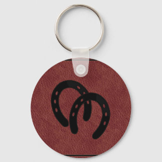 Llavero KEYCHAIN, zapato de caballo de cuero rojo