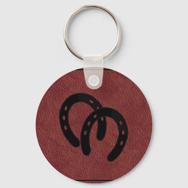 Llavero KEYCHAIN, zapato de caballo de cuero rojo (Anverso)