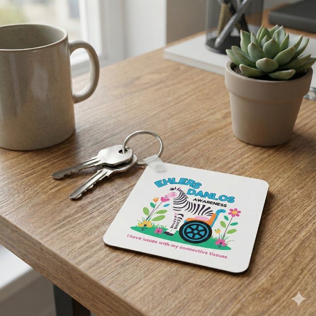 Llavero Keychain Zebra de sensibilización de EDS (Support someone with EDS with this cute, "I have issues with my connective tissues" keychain! )