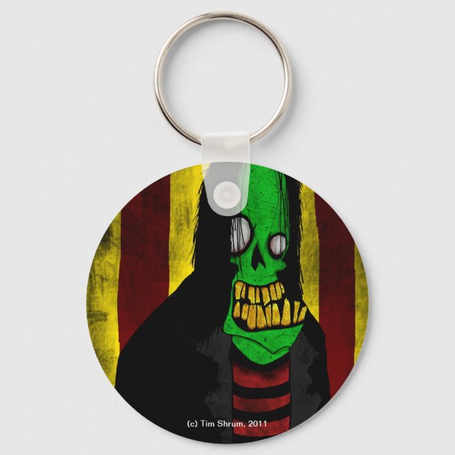Llavero Keychain Zombie verde sonriente (Anverso)