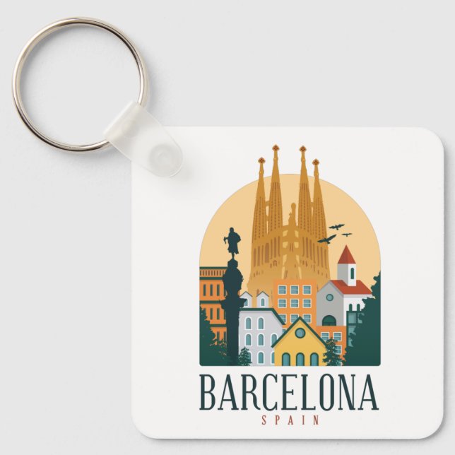 Llavero Keyline Skyline de Barcelona (Anverso)