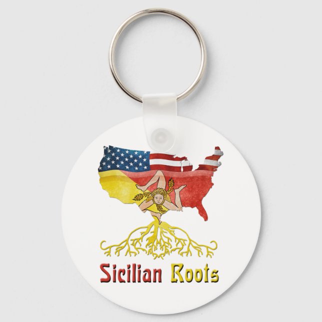 Llavero Keyring de las raíces sicilianas de Estados Unidos (Anverso)