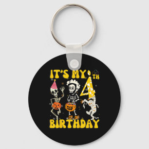 Llavero Kids It's My 4º Birthday Boy Funny Skeleton Pumpk