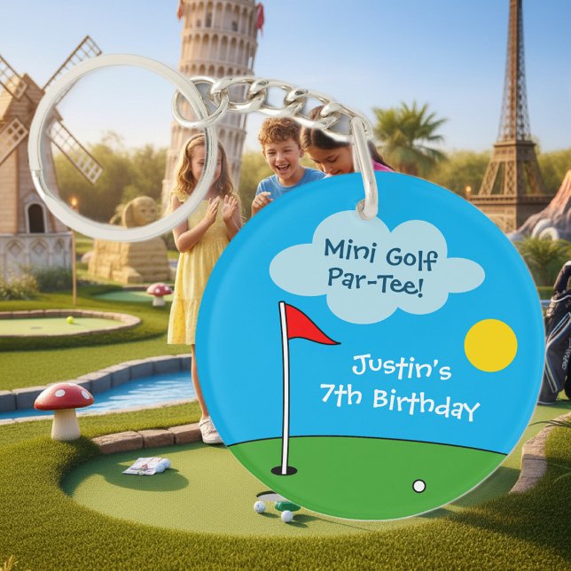 Llavero Kid's miniature golf Birthday party keychain gift (mini golf keychain)