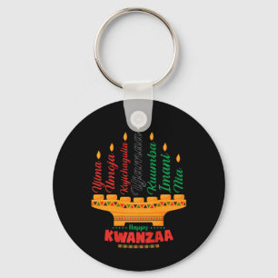 Llavero Kinara Siete Velas Principios de Kwanzaa Feliz K