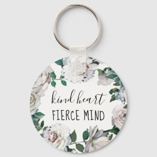 Llavero Kind Heart Fierce Mind Watercolor Floral Keychain