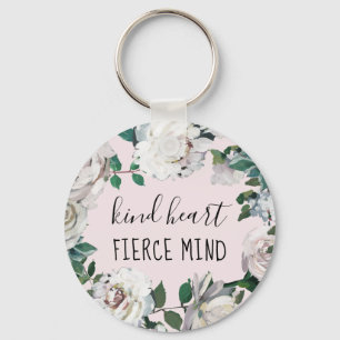 Llavero Kind Heart Fierce Mind Watercolor Floral Keychain