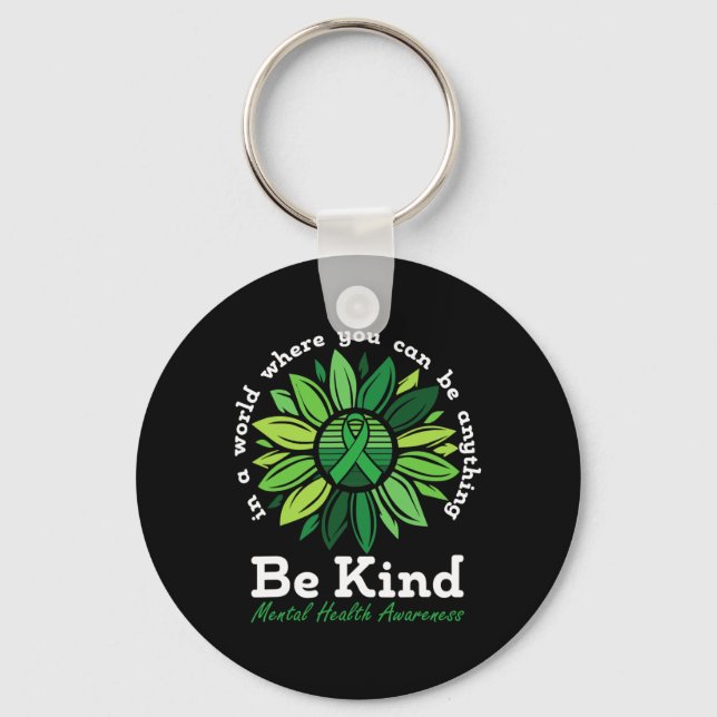 Llavero Kind Mental Health Awareness Sunflower Green Ribbo (Anverso)