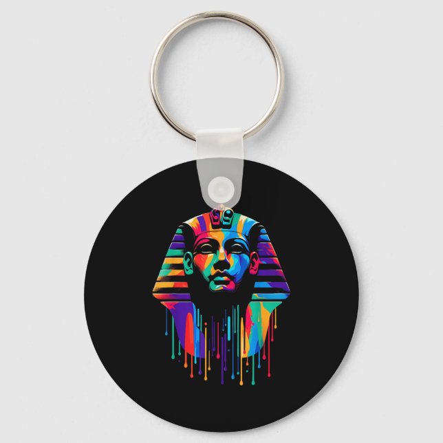 Llavero King Tut. Tutankhamun Minimalist Vibrant Style Chr (Anverso)