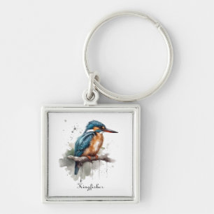 Llavero Kingfisher sentado en una rama, personalizable