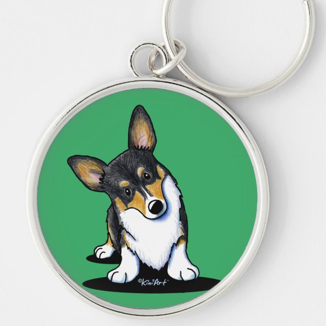 Llavero KiniArt Tri Corgi Curioso (Frente)