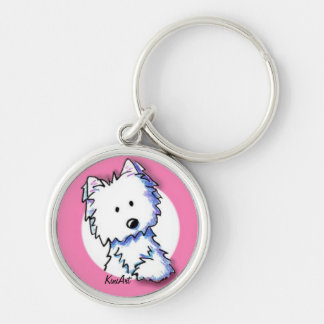 Llavero KiniArt Westie sobre la cadena de claves rosa