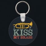 Llavero Kiss My Brass Funny Trumpet Player Puns<br><div class="desc">Funny trumpet player design for those playing brass musical instrument in a music band, orchestra or musical performance. Cool vintage retro Jazz music lover merchandise for musician and marching band member. Perfect for music teacher, orchestra fan and those who love to play trumpet. Great Christmas gift and birthday present for...</div>