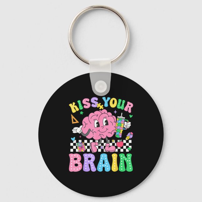 Llavero Kiss Your Brain Valentines Autism Awareness Teache (Anverso)