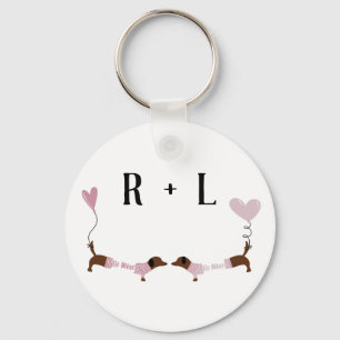 Llavero Kissing Dachshunds Sweet Dog Love Custom Name