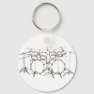 Llavero Kit de tambor de 10 piezas: dibujo en blanco y neg