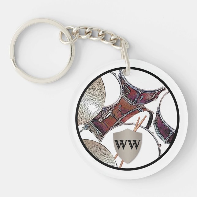 Llavero Kit de tambor de tambor de monograma Snare Drumsti (Frente)