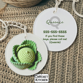 Llavero Kitschy Nombra moderna Jardín Crochet Cabbage Nomb