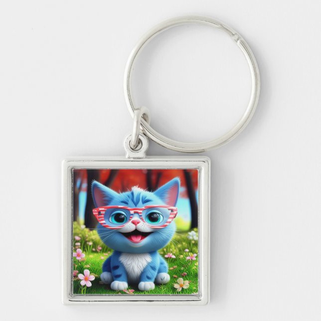 Llavero Kitten azul lindo sonriente-55665 (Frente)