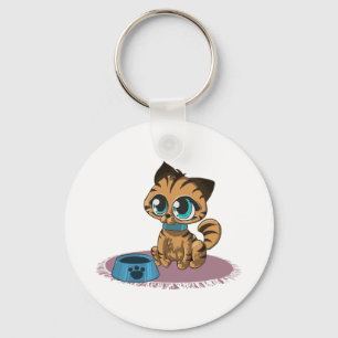 LLAVERO KITTEN DE OJOS AZULES MARRÓN SOBRE UNA MAT PURPLE