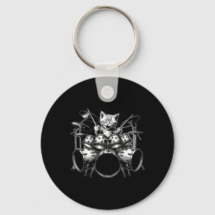 Llavero Kitten Rock Band Funny Gato Drummer Kitty Jugando